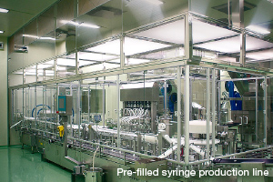 Pre-filled syringe production line