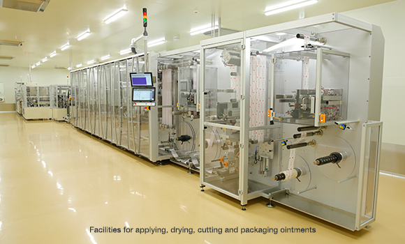 Facilities for applying, drying, cutting and packaging ointments